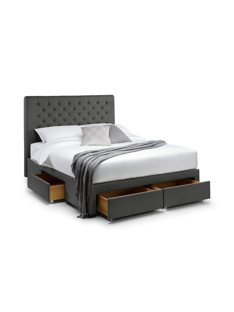 Wilton Upholstered 4 Drawer Storage Bed – Colour & Size Options – Dark Grey Linen, Super King – alternate view