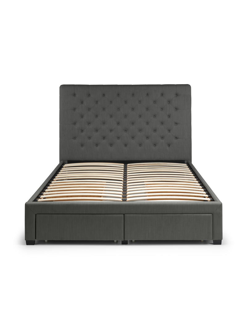 Wilton Upholstered 4 Drawer Storage Bed – Colour & Size Options – Dark Grey Linen, Super King – alternate view