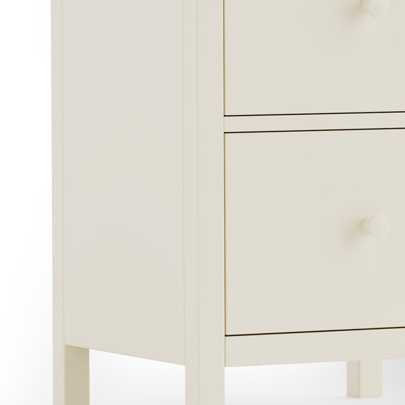 White wooden cabinet with two drawers on a white background