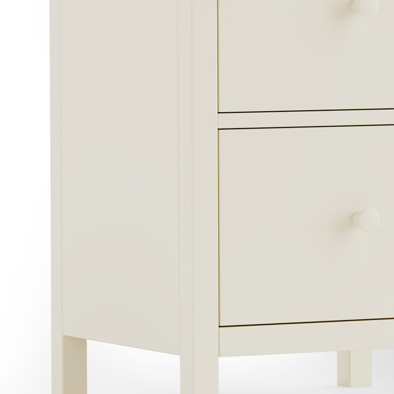 White wooden cabinet with two drawers on a white background