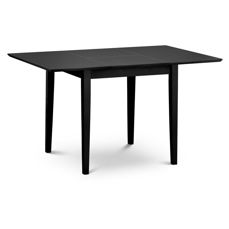 Black rectangular table on a white background