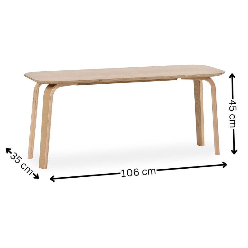 Wooden table with dimensions labeled on a white background