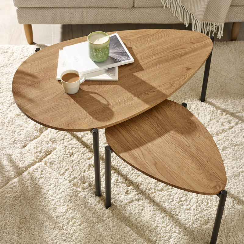 Lorette Effect Teardrop Nest of 2 Coffee Tables