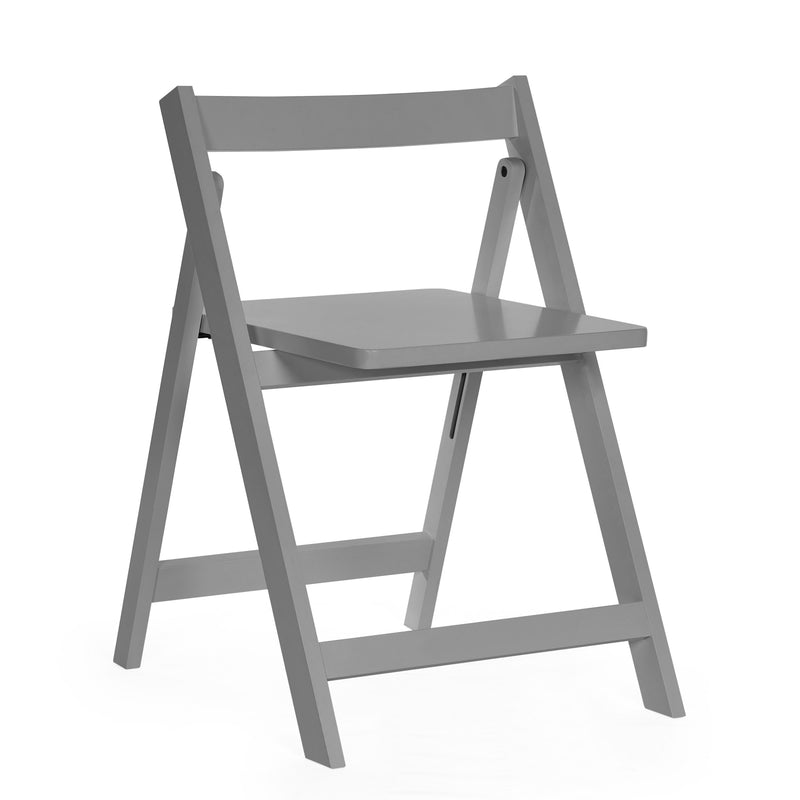 Gray folding chair on a white background