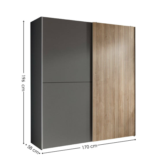 Modern wardrobe with dimensions displayed