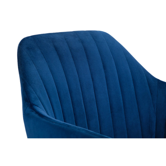 Close-up of a blue cushion with quilted texture on a white background