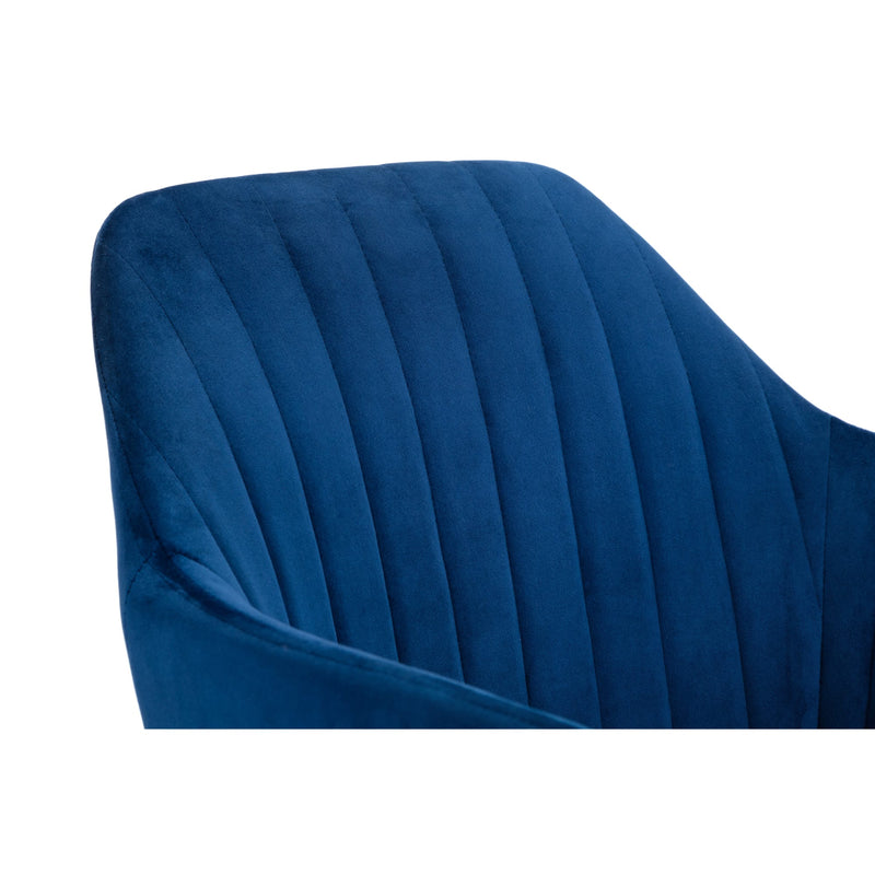 Close-up of a blue cushion with quilted texture on a white background