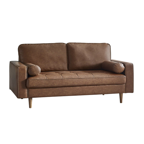 Brown leather sofa on a white background