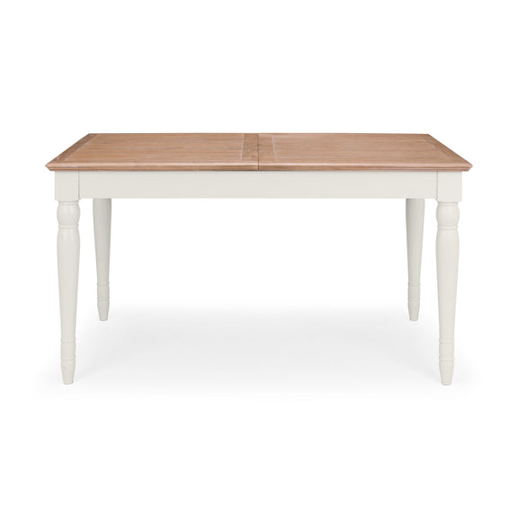 Wooden table with white base on a white background