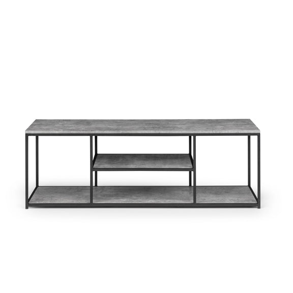 Wooden table with metal frame on a white background