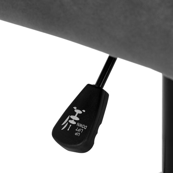 Black paddle with white text on a white background