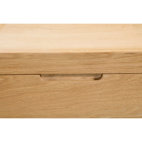 Wooden drawer with a handle on a white background