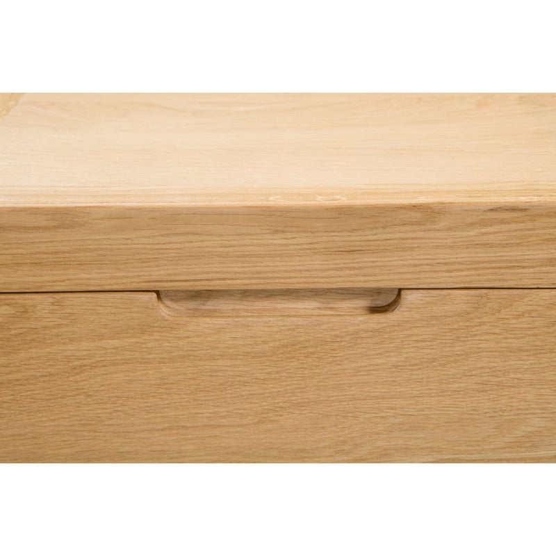 Wooden drawer with a handle on a white background