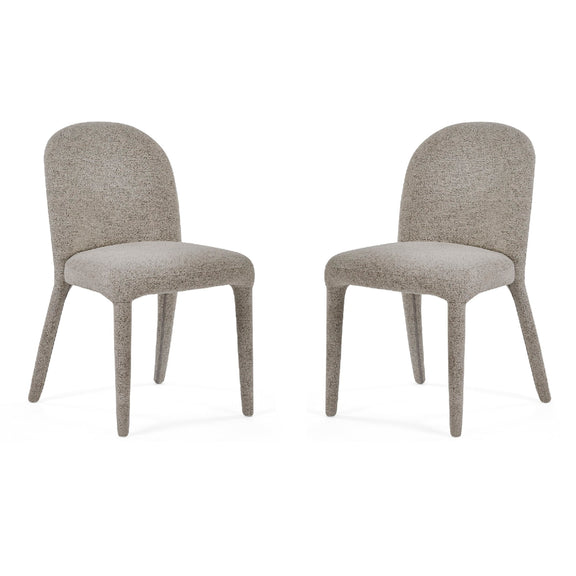 Two gray upholstered chairs on a white background