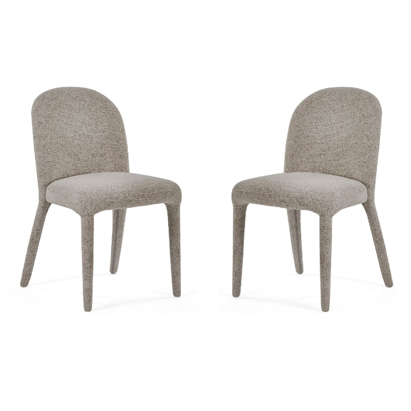 Two gray upholstered chairs on a white background