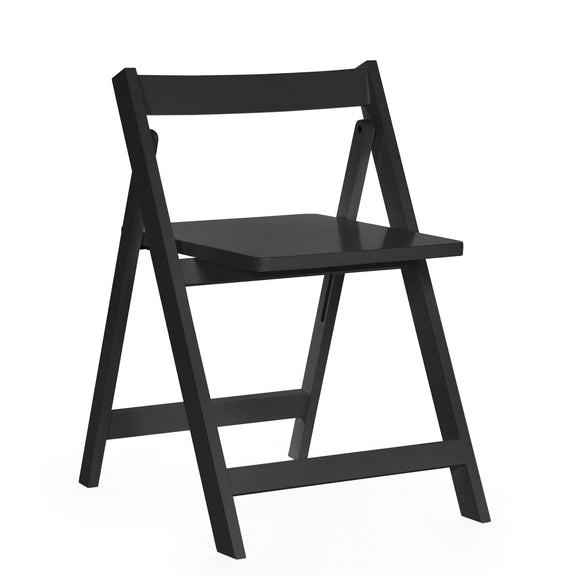 Black folding chair on a white background