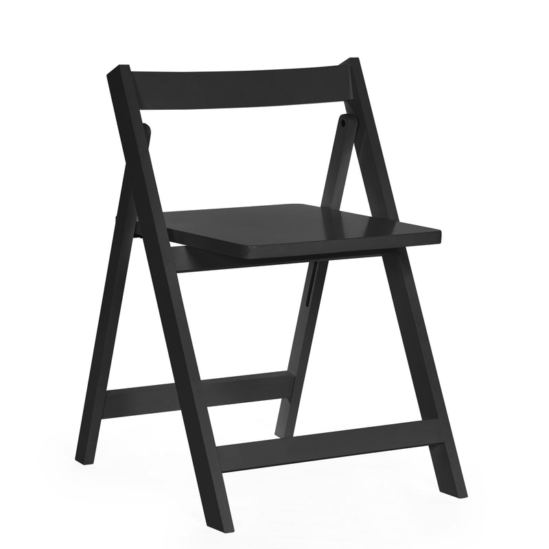 Black folding chair on a white background