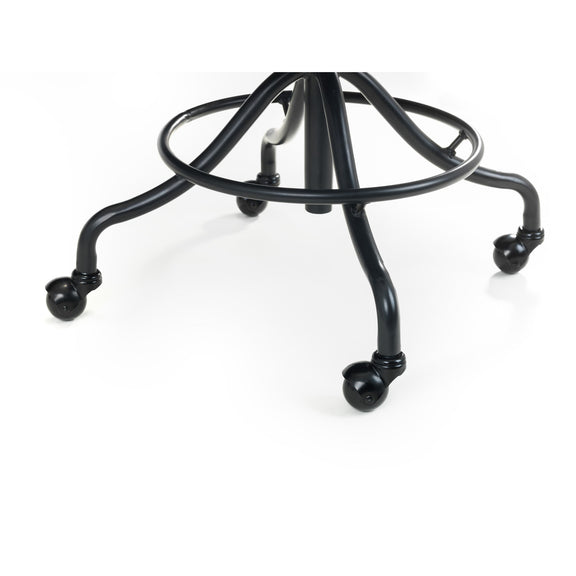 Black metal chair base on a white background