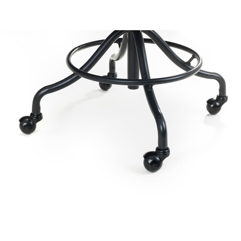 Black metal chair base on a white background