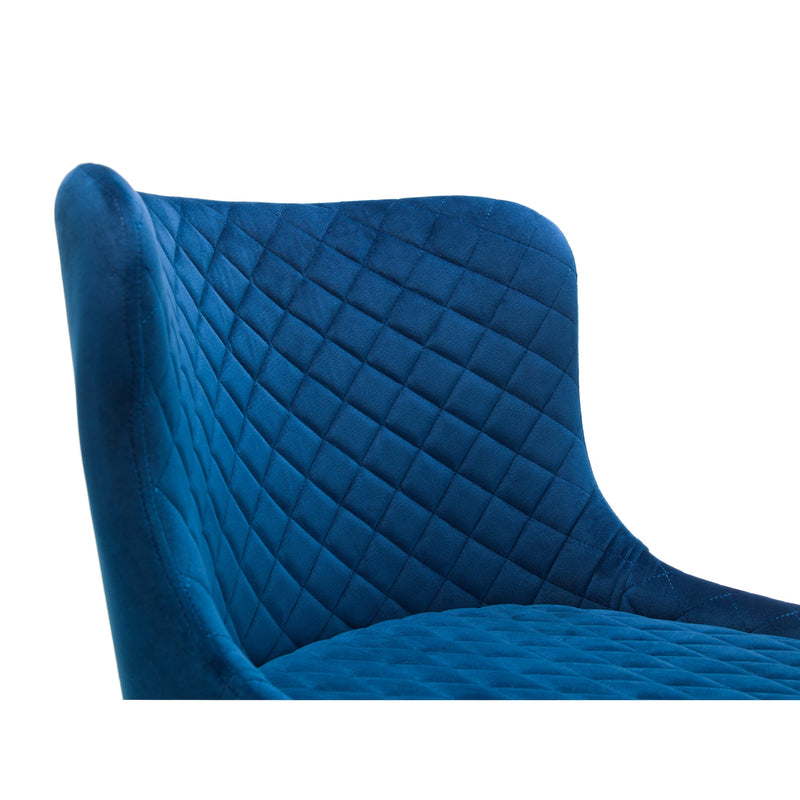 Blue quilted chair on a white background