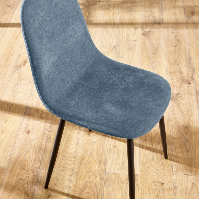 Blue chair on a wooden floor
