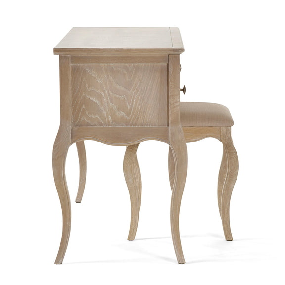 Wooden side table with a chair on a white background