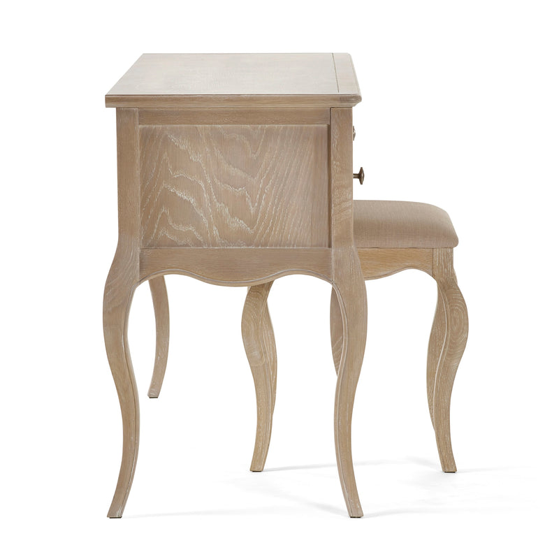 Wooden side table with a chair on a white background