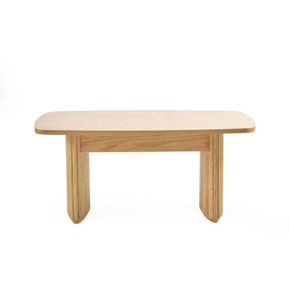 Wooden bench with a minimalist design on a white background