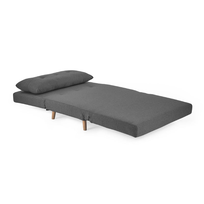 Gray sofa bed with a pillow on a white background