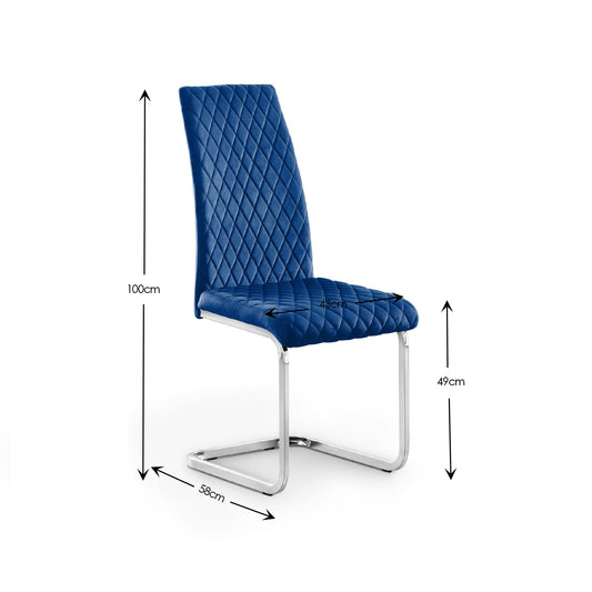 Blue quilted chair with a white background