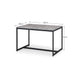 Dining table with dimensions labeled on a white background