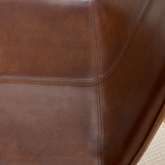 Close-up of brown leather furniture