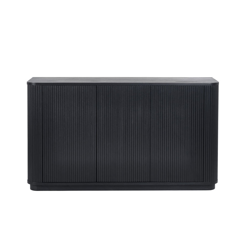 Black rectangular object with ribbed texture on a white background