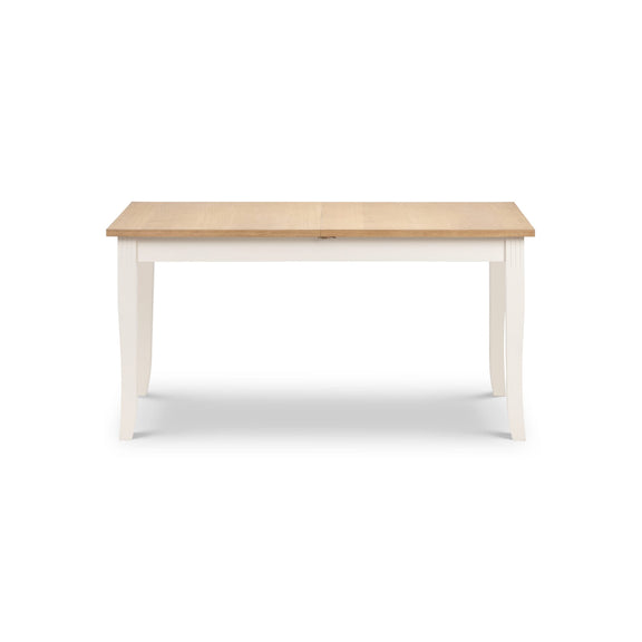 Wooden table with white base on a white background