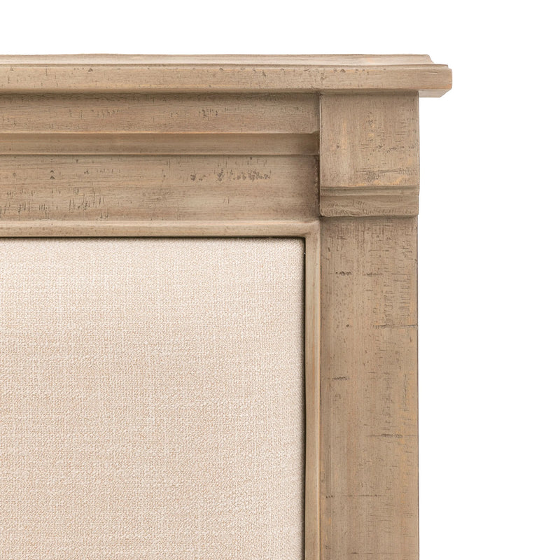Burton King Bed Weathered Wood with Upholstered Headboard and 2 Drawers
