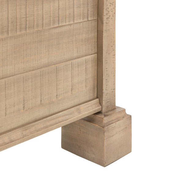 Burton King Bed Weathered Wood with Upholstered Headboard and 2 Drawers