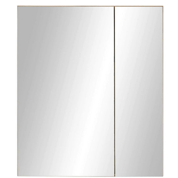Two rectangular mirrors with a gold frame on a white background