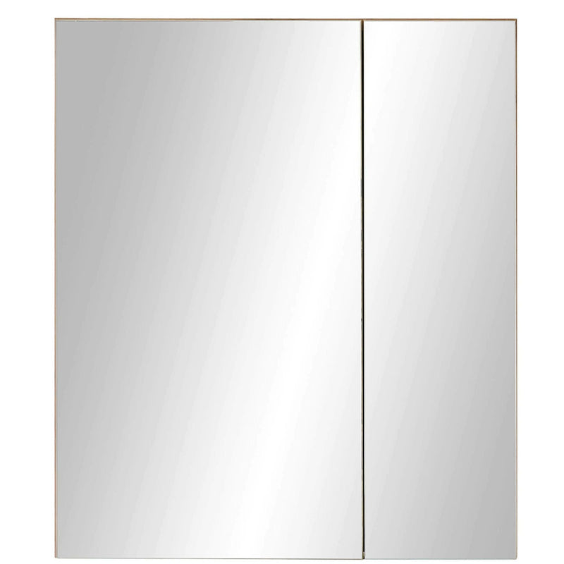 Two rectangular mirrors with a gold frame on a white background