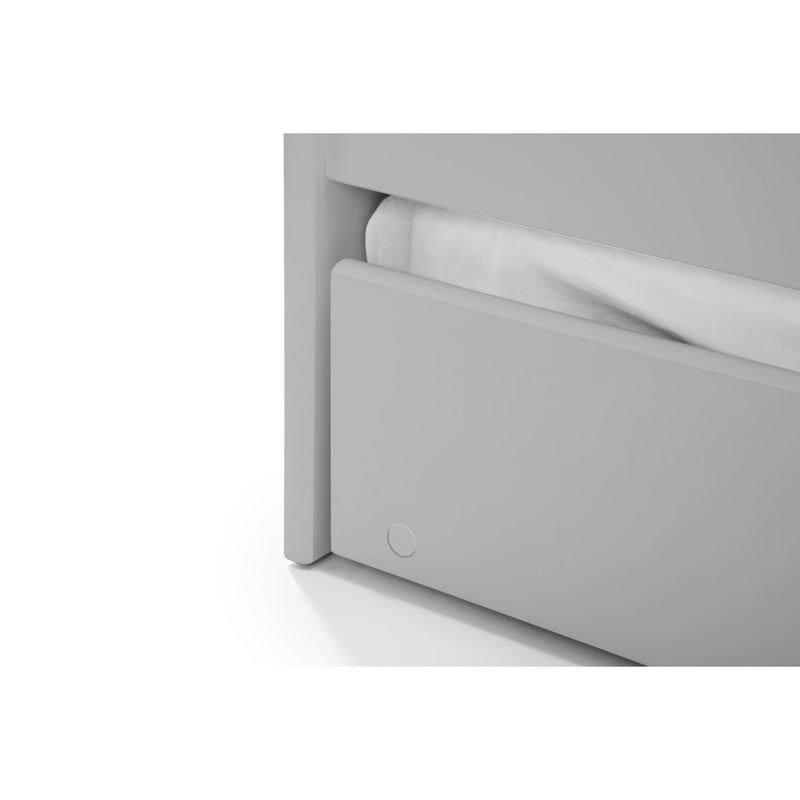 Gray drawer with a white interior on a white background