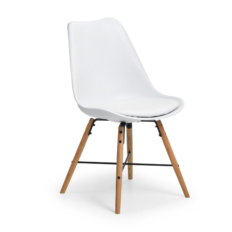 White chair with wooden legs on a white background