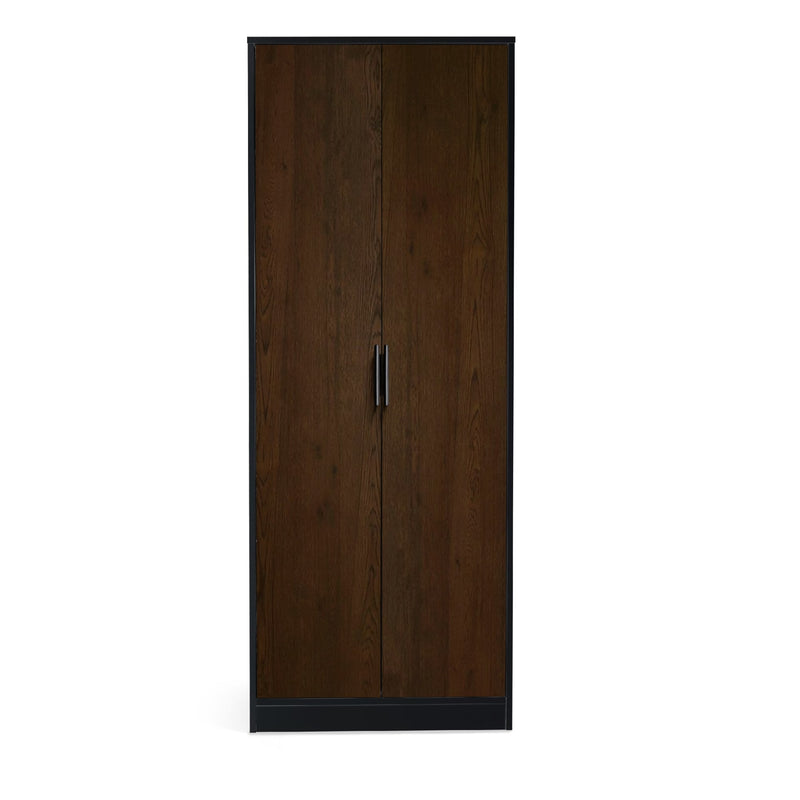 Dark brown wardrobe with a handle on a white background