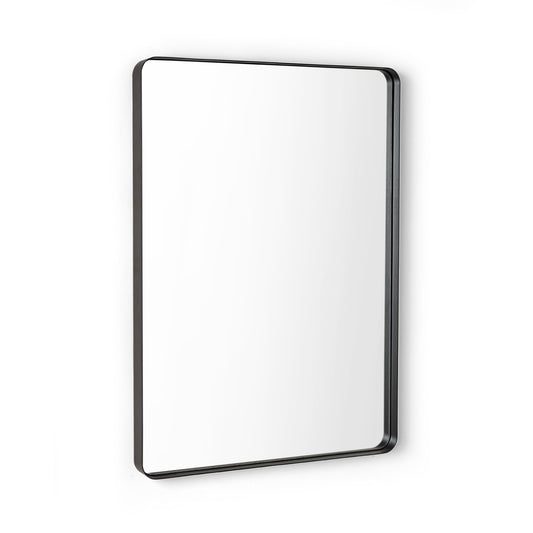 Rectangular mirror with a black frame on a white background