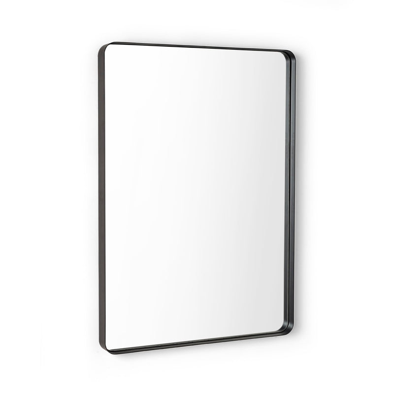 Rectangular mirror with a black frame on a white background