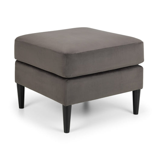 Gray ottoman with black legs on a white background