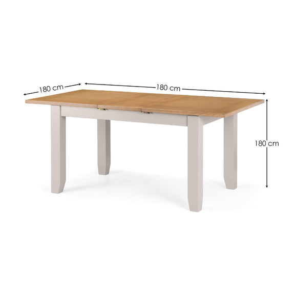 Wooden table with dimensions labeled on a white background