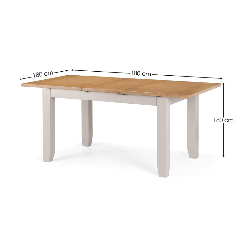 Wooden table with dimensions labeled on a white background