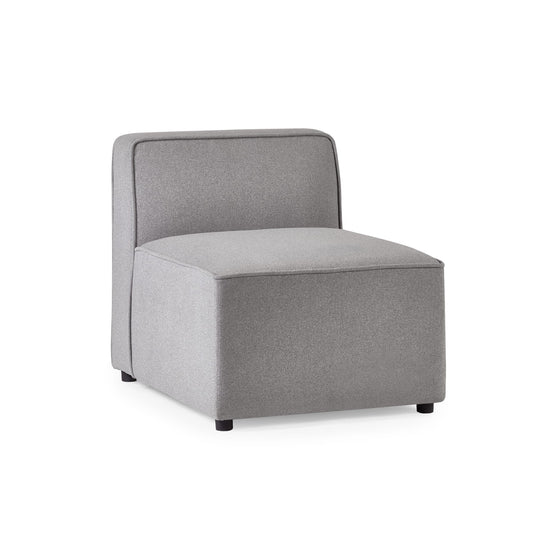 Gray upholstered chair on a white background