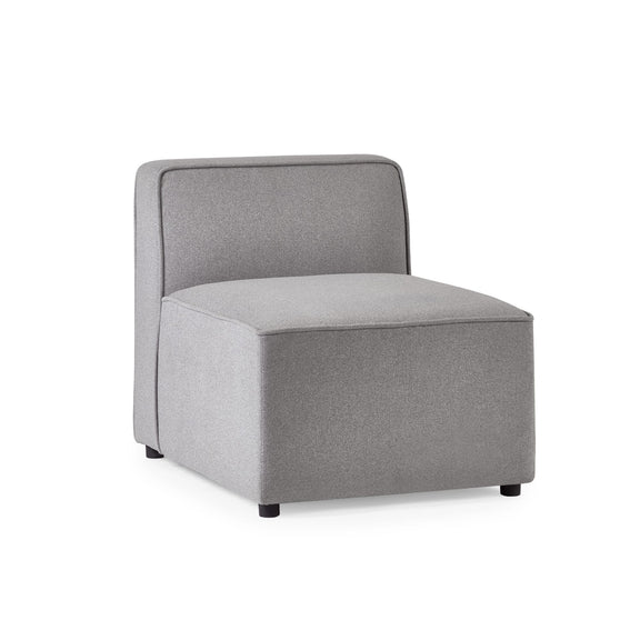 Gray upholstered chair on a white background