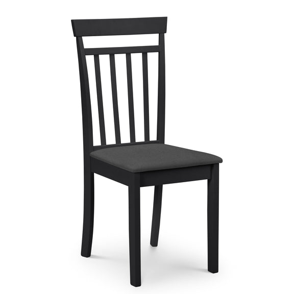 Black chair with a cushioned seat on a white background