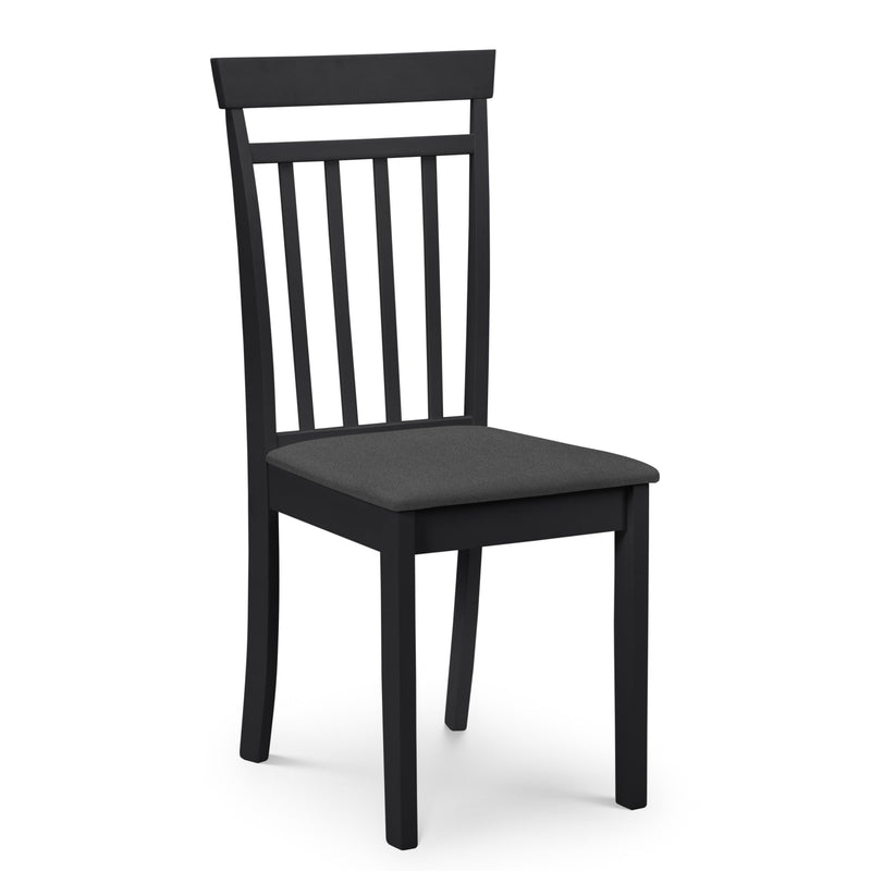 Black chair with a cushioned seat on a white background